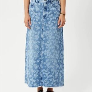 Afends Floral Denim Maxi Skirt